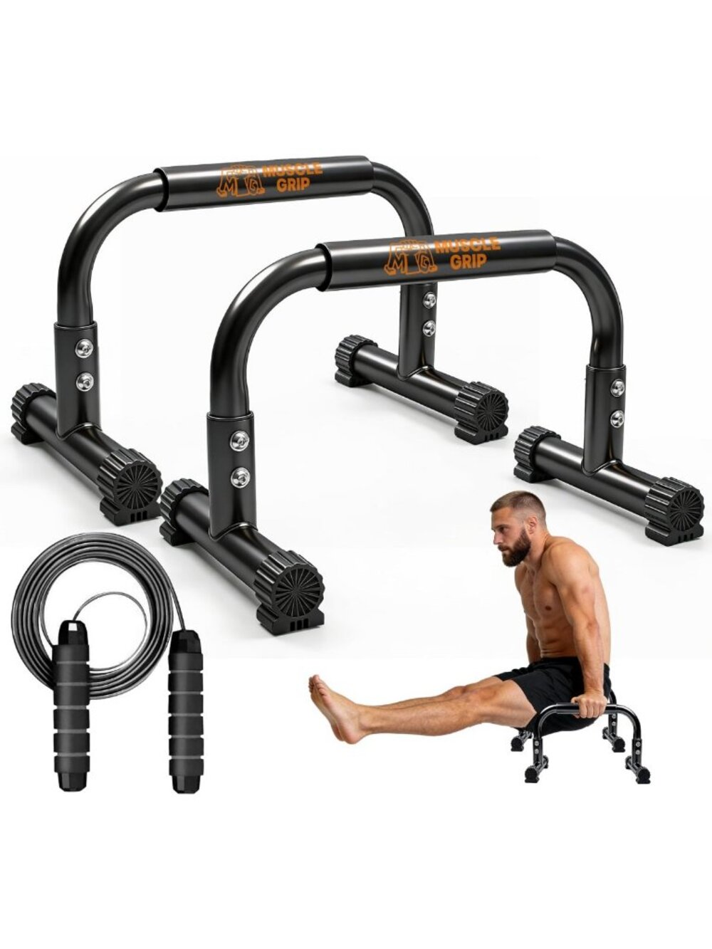 Heavy-Duty 10" Steel Parallettes for Push-Ups & Calisthenics Workout Set